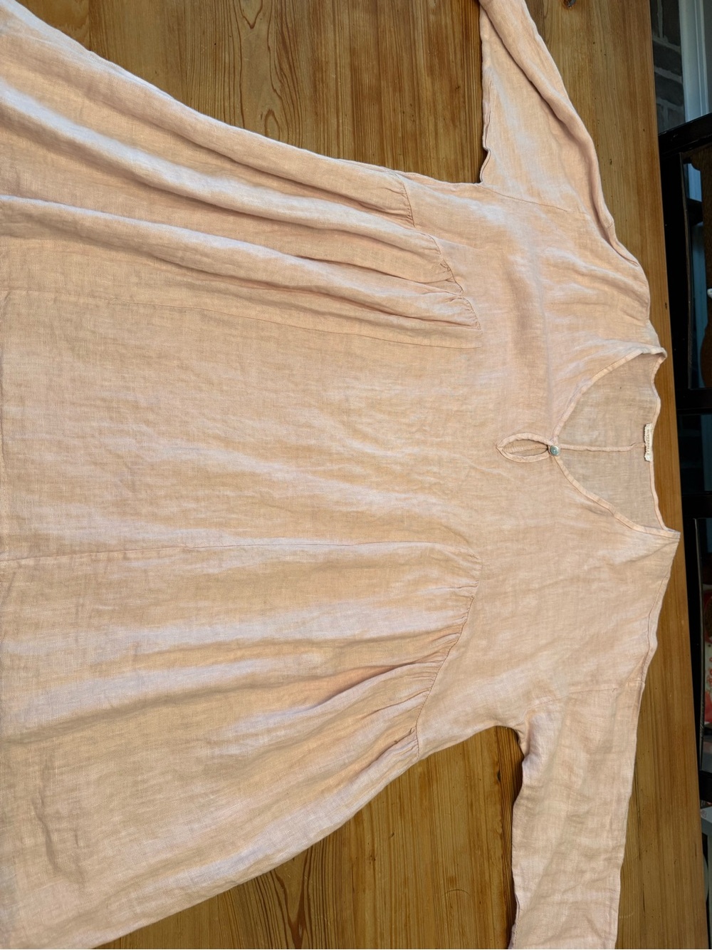 Light Peach Linen Babydoll Tunic